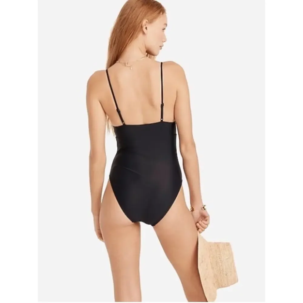 J. Crew Plunge One Piece Swimsuit in Navy Blue - Size 14